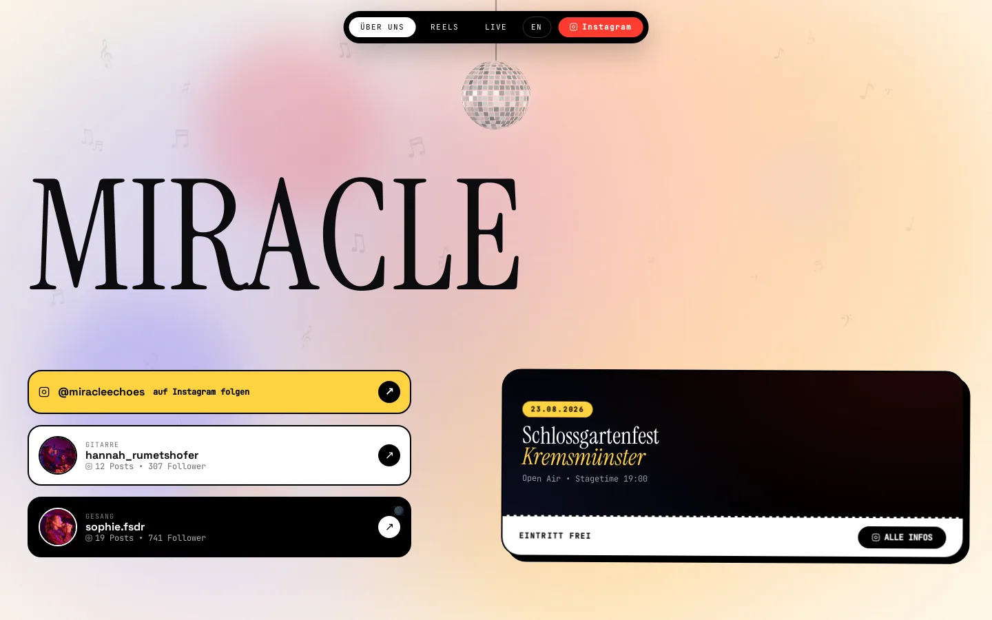 MIRACLE – Band-Website