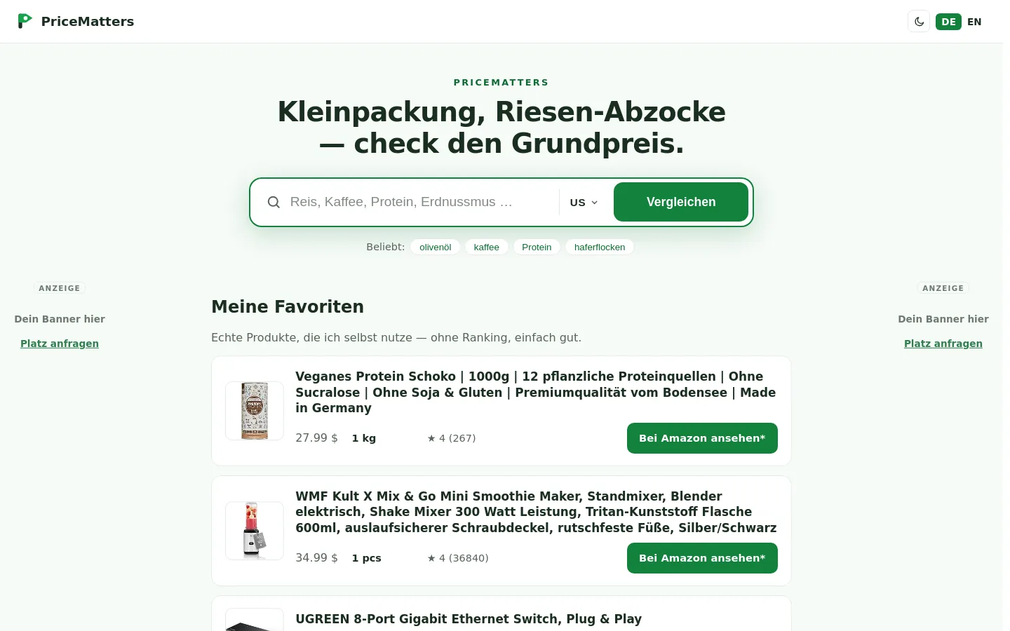 PriceMatters – Preisvergleichs-Web-App